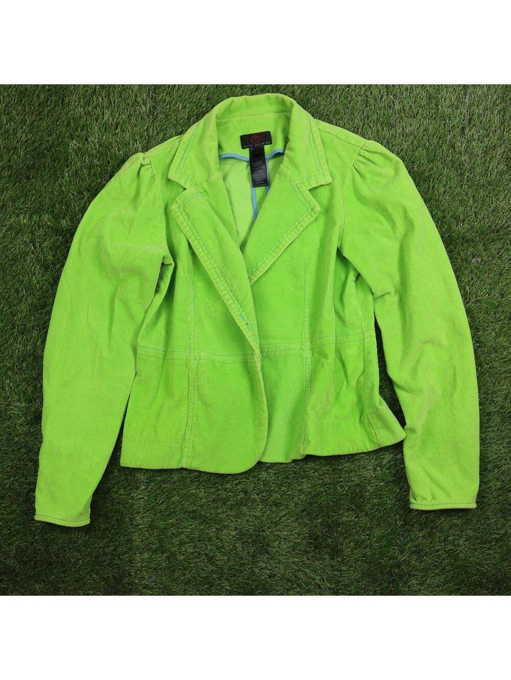 Zara Lime Green Corduroy Blazer, Size M